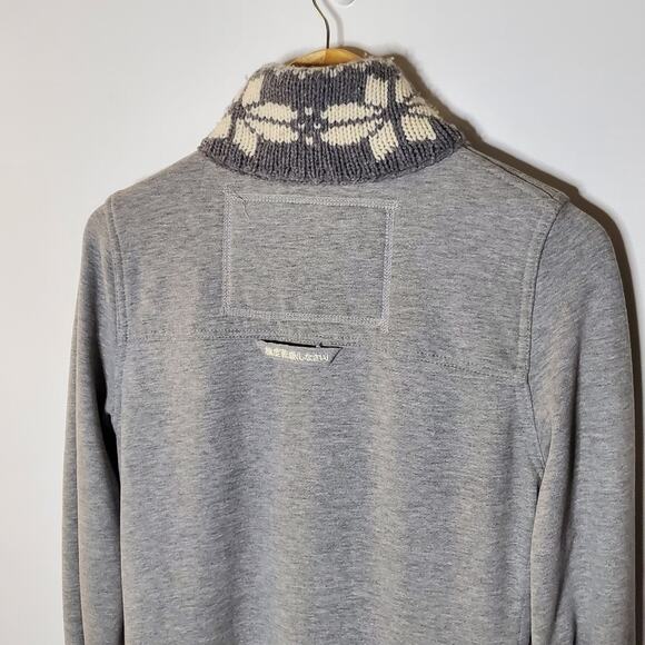 Superdry Grey fleece lined grey knit front sweater jacket Size Large coatigan - Picture 10 of 12